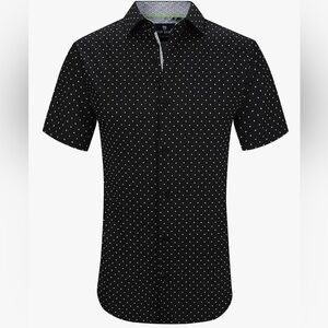 Men's Black Polka Dot Short Sleeve Shirt
